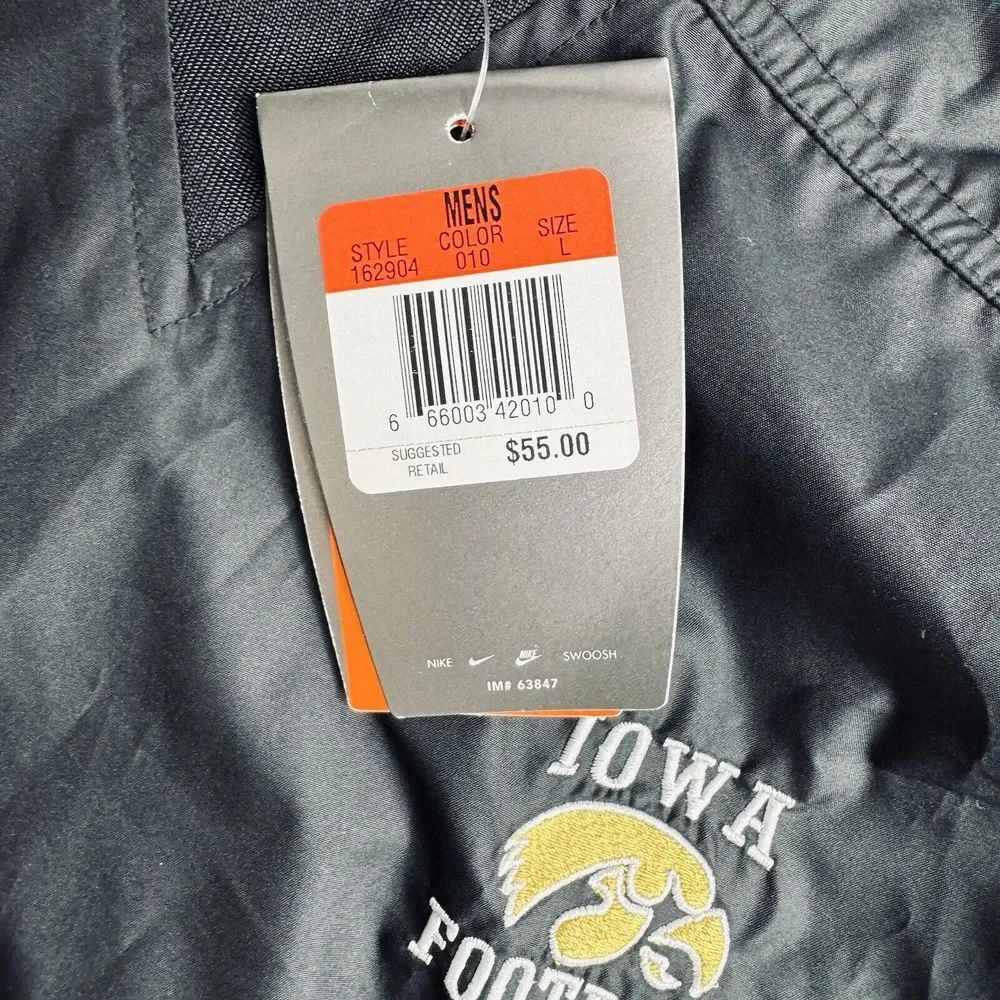Vtg Nike Iowa‎ Football Windbreaker NEW Men L Center Swoosh Jacket 2003 Bowl Y2K